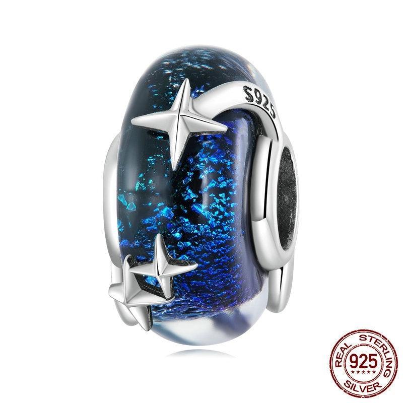 Simple Sterling Silver S925 Planet Five-pointed Star Beaded