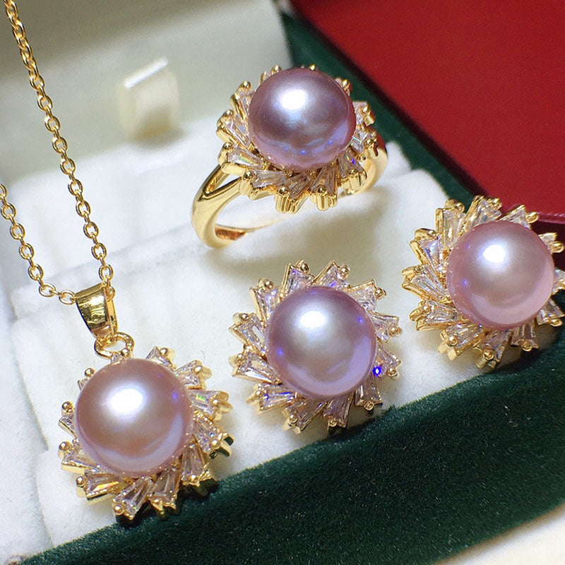 Women's Three-piece Natural Freshwater Pearl Pendant
