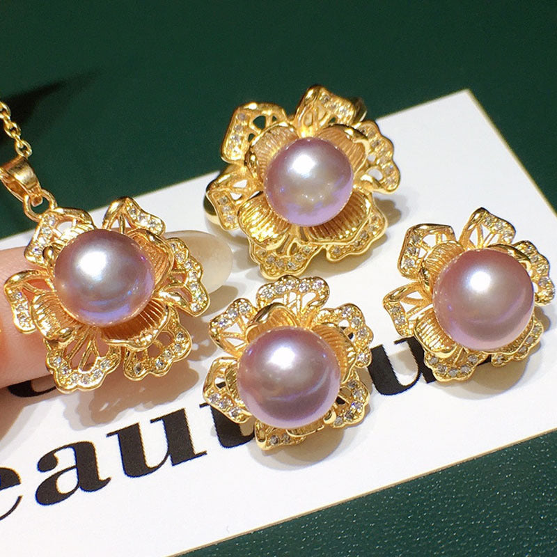 Women's Three-piece Natural Freshwater Pearl Pendant