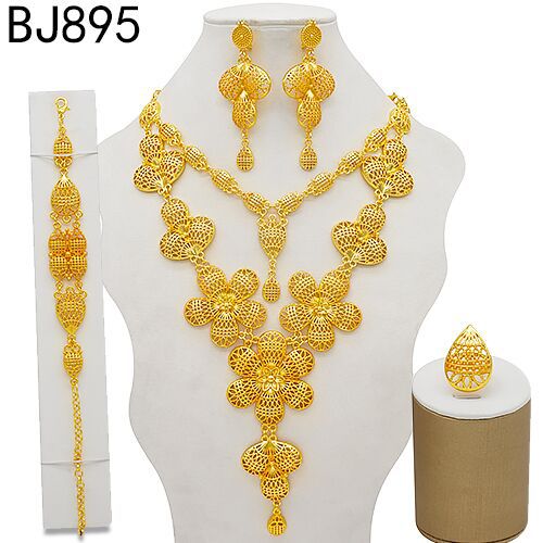 Multi-layer Handmade Necklace Big Electroplated 24k Real Gold