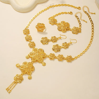 Bridal Necklace Earrings Hollow Carved Jewelry
