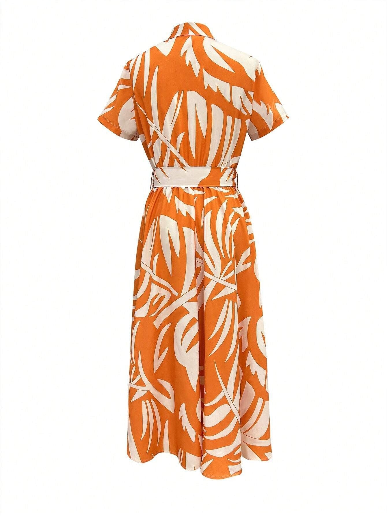 Elegant Short Sleeve Long Shirt Dress