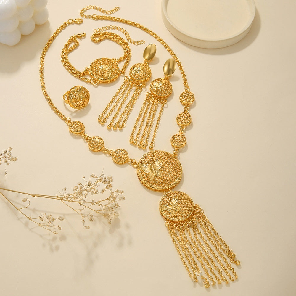 Bridal Necklace Earrings Hollow Carved Jewelry
