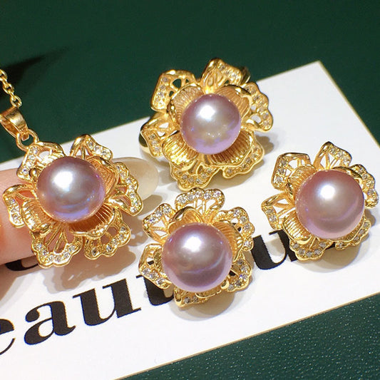 Women's Three-piece Natural Freshwater Pearl Pendant