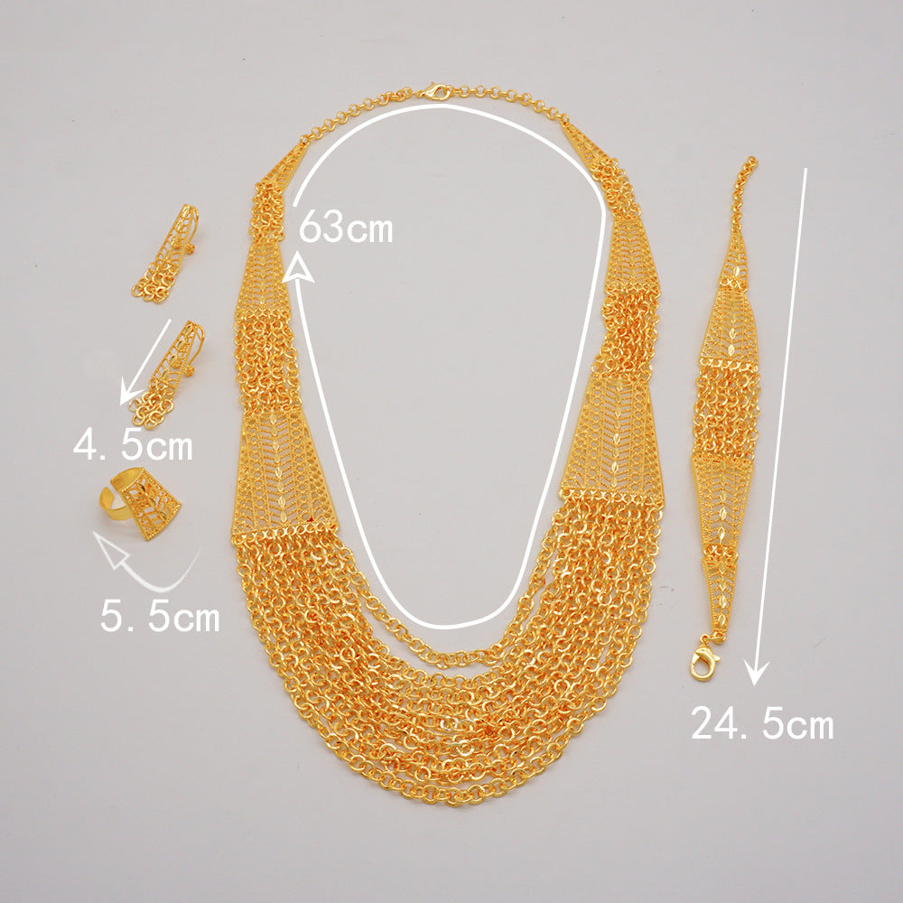 Multi-layer Handmade Necklace Big  Electroplated 24k Real Gold