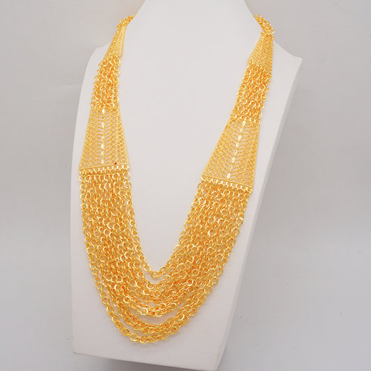 Multi-layer Handmade Necklace Big  Electroplated 24k Real Gold