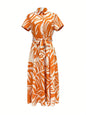 Elegant Short Sleeve Long Shirt Dress